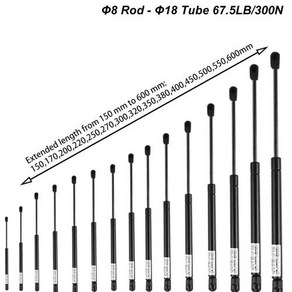 후방 테일게이트 해치 지지대 스트럿 나일론 볼 소켓 리프트 지지대 트렁크 가스 충격 용수철 교체 300N 675LB 8X18 1 개, 1개