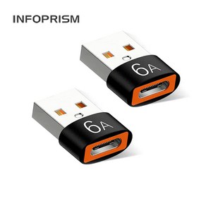 INFOPRISM / 6A 120W PD USB C타입 - A타입 변환 젠더 (OTG), 2개, A / 블랙, 20mm