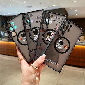 갤럭시 S25 S24 S23 S22 플러스 울트라 카메라보호 마그네틱 맥세이프 호환 무선 충전 귀여운 우주비행사 캐릭터 디자인 슬림 범퍼 투명 하드 휴대폰 케이스