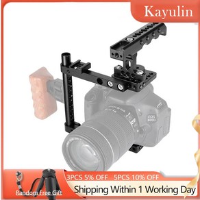 Kayulin 카메라 케이지 키트 상단 치즈 핸들 및 슈 마운트 포함 캐논 600D 70D 80D (오른쪽 장착), 4)C2339, 1개