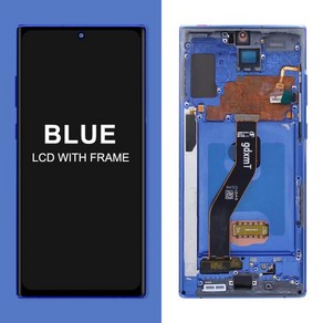 AMOLED 노트 10 플러스 스크린 삼성 호환 갤럭시 + N975F LCD 디스플레이 프레임 지지대 S 펜 지문, [11] OLED Blue Fame, 6) With Blue Fame