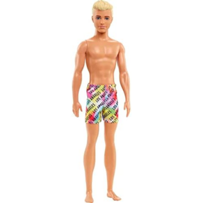 Babie Ken Beach Doll with Blond Hai Dessed in Coloful Los Angeles-Pint Swim Tunks, 상세참조, 1개