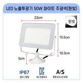 라인조명 국산 LED공장등 led투광기 led투광등 삼성칩 고효율 50W 100W 150W 200W (AC DC) 공장등 방수 체육관등 주유소등 창고등 실외간판등 사각투광기 간판등, E_LED노출투광기 50W 화이트_주광색(흰빛)1개