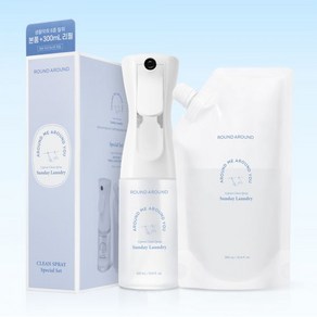 라운드어라운드 편백 클린 스프레이 160ml+300ml 3종 택1, 화이트 대즐 [본품+리필팩]