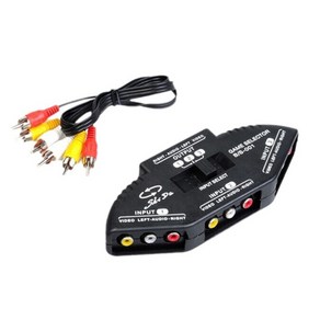 3 Way Splitte Audios 3 in 1 Out Audios 비디오 스플리터 스위처 셀렉터(VCD VCD VCR용 케이블 컨버터 스위처 포함)