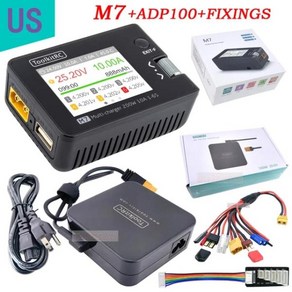 ToolkitRC M7 200W 10A DC 밸런스 충전기 1-6S Lipo 배터리용 전압 서보 검사기 ESC 테스터 리시버 포함 AD, 03 US M7 ADP100 FIXINGS, 1개