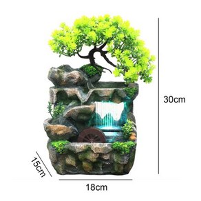 인테리어 분수 Desktop Small Rockey Simulation Tee Flowing Wate Fountain And Rain Sceney fo Meditation, 2) Mini Watefall  EU Plug