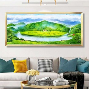 보석자수나라 대형 보석십자수 ab비즈 큐빅 구슬 산수화 배산임수 120x50cm, 1개, 혼합색상