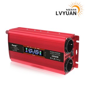 녹원 유사계단파 3000W 차량용 LCD 인버터 220V 60hz 한국형 KC인증, 레드 용량 3000W 전압 24V, 1개