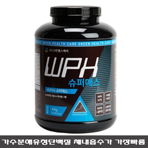 WPH 슈퍼매스 4kg 가수분해 유청 단백질 프로틴 12종 비타민 미네랄 글루타민 아연 마그네슘 타우린 보충제 초코, 1개