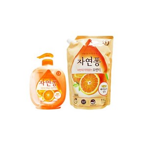 엘지 자연퐁 주방세제 오렌지 490ml 용기1개 리필 1개, 1개