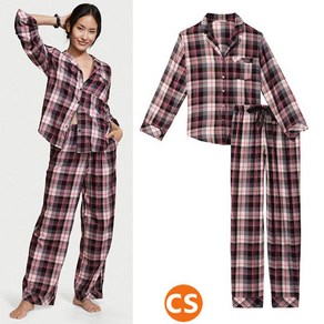 빅토리아시크릿 잠옷 상하세트 긴팔 VICTORIAS SECRET Flannel Long PAJAMA 블랙체크