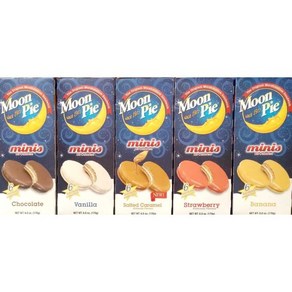 Moon 파이 Minis - Complete Vaiety 팩 All 5 Flavos (5 Boxes 1 Salted Caamel 초콜릿 딸기 바나나 Vanilla) 6 pie, 170g