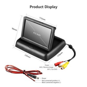 차량용 자동차 모니터 4.3quot 스크린 tft lcd 컬러 자동 후면보기 역방향 카메라 용 접이식 dvd dv gps 전면 주차 백업 카메라, 모니터만