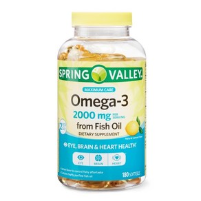 Sping Valley Omega3 fom Fish Oil 스프링밸리 오메가3 2000mg 프롬 피쉬오일 소프트젤 180정, 1개