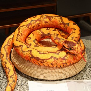 인공 파이썬 봉제 장난감 긴 뱀 노란색 주황색 녹색 집 장식, 4) 110cm - light oange snake, 1개