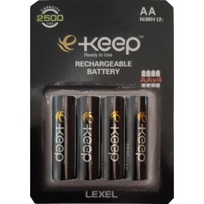 렉셀 e-keep 이킵 블랙 니켈수소 고용량 충전지 AA 2500mAh