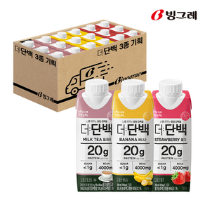 빙그레 더단백 드링크 프로틴음료 250ml 3종 18개입 기획 ( 밀크티 딸기 바나나 )