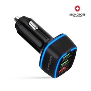 몽크로스 차량용 고속충전기 USB 3포트, MSCC-Q30, 블랙