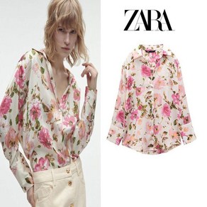 자라 플로럴 프린트 실크 새틴 셔츠 블라우스 zara 2컬러