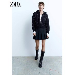 ZARA 자라 글리터 니트 후드 집업 가디건