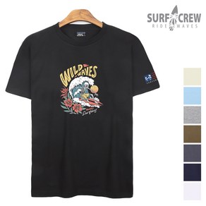 SURFCREW 와일드웨이브 반팔티셔츠 S-3XL 17수면 라운드 남녀공용 레이어드