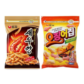 농심 매운새우깡 400g + 오징어집 260g 대용량 지퍼백 과자 세트, 1세트