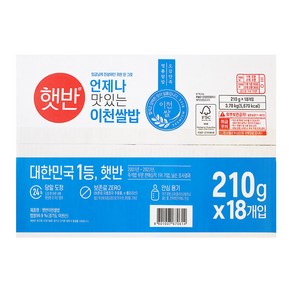 이천쌀밥 210gX18개입 즉석밥 햇반 도정한 쌀밥, 210g, 36개