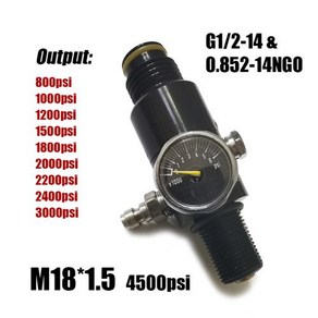 에어레귤레이터 압력게이지 HPA 실린더 탱크 밸브 출력 4500psi 800psi3000psi M18 15 다이빙 등산, 1200psi