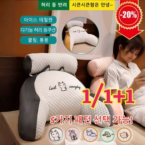 1/1+1 [빠른 출고!]쿨링 아이스빈 대형 쿠션 다기능 허리 등쿠션 요추방석 아주 편안한 냉감 쿠션, (1+1) 허스키+공룡