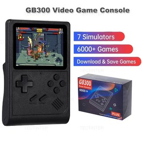 휴대용게임기 레트로 비디오 게임 콘솔 플레이어 30 인치 화면 내장 6000 SF SFC GB GBA 지지대 AV 출력 GB300, 1) GB 300 BK