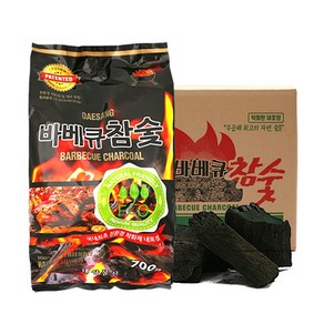 바베큐 참숯 700g 1박스(20EA/착화제 중량 포함) 숯 차콜 구이용숯 캠핑숯 바베큐용숯 바베큐용 차콜 봉지숯