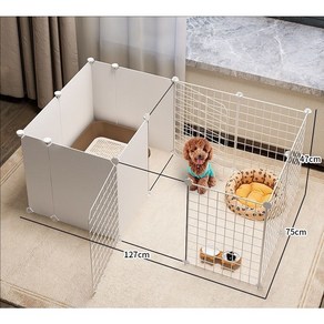 애견 펜스 강아지 격리 자유 조합 실내 소형 개집 화장실 구역 가정용 펜스 강아지 케이지 포함, 1개, 흰색