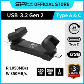 실리콘파워 Silicon Powe 외장SSD USB3.1 Gen2 DS72 듀얼 USB A C, 500GB