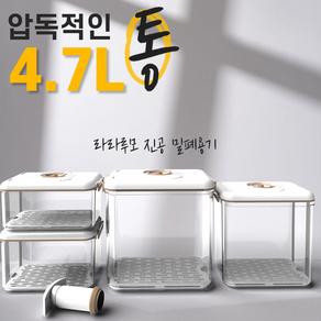 라라루모 진공 밀폐용기 세트 진공 펌프 용기, 1.2L+2.1L, 1세트