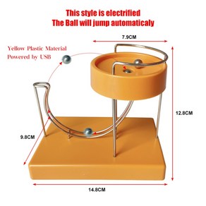 인테리어 피규어 미니어처 kinetic at pepetual 대리석 기계 pepetual motion machine 책상 장식 점프 공 kinetic motion toy, 노란색
