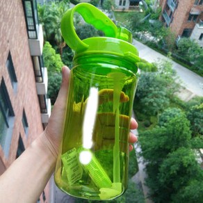 Pice 빨대 포함 플라스틱 스포츠 물병 12 색 콘센트 1000ml, Geen