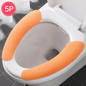 정담 붙이는 변기커버 극세사 시트 5P, 오렌지, 5개