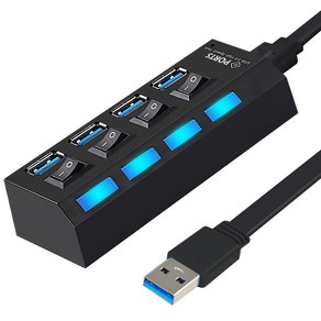 TGIC 멀티 USB허브 4포트 자동인식 USB2.0 DJH-3030 개별스위치, 30cm, 1개