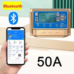 충전컨트롤러 디지털 MPPT WIFI 대형 50A 60A 컨트롤러 블루투스 12V 40A LCD 24V 고화질 디스플레이 30A 충전, 1개