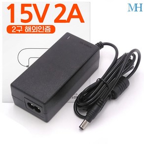 명호전자 15V2A 아답터 2구 해외 인증용 (SW40-15002000-W) DC 15V 2A 어댑터