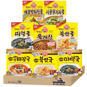 블루존 오뚜기 간편 즉석 블럭국 8종(맛있는 육개장+맛있는 북어국+맛있는 미역국+맛있는 애호박된장국+맛있는 사골우거지국)+블럭국(미역+북엇국+버섯해장국), 1개, 34ml