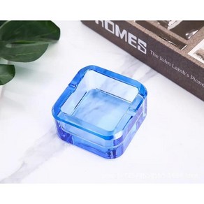 크리스탈 유리 재떨이 유럽식 스퀘어 골드 선물 휴대용 개성 커피 테이블 호텔, 1개, 8. 7CM Blue