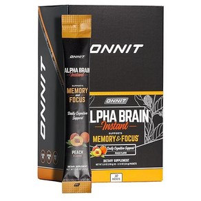 ONNIT 온니트 알파 브레인 인스턴트 마이어 레몬 맛 누트로픽 부스터 에너지 선명도 뇌 GPC 콜린 캣츠 클로 L테아닌 바코파 30ct, Peach, 1개, 106g