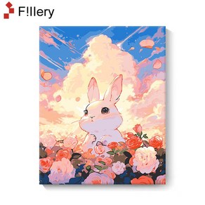 FiIIey 고급 시리즈 DIY 명화그리기 캔버스페인팅 그림그리기 유화 세트 40x50 - 유화 2개를 사시면 앞치마를 드립니다, 75-꽃밭 속의 토끼, 1개