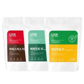 캐모마일 20티백 히비스커스 티 페퍼민트 룩아워티, 1g, 1개, 20개입