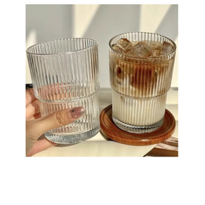 잇어스 플리츠 스택 유리컵 450ml, 01 투명, 2개