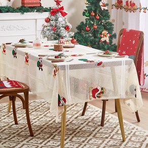 크리스마스 용품 레이스 자수 식탁보 뉴타임즈 Chistmas tablecloth, 1개