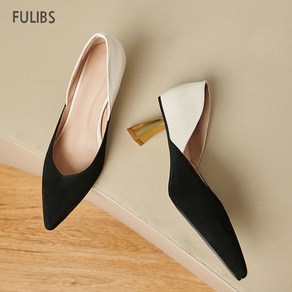 FULIBS 투톤배색 양가죽 빅사이즈 하이힐 구두 265-220