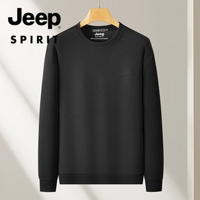 JEEP SPIRIT 남성 맨투맨 자수 로고 캐주얼 긴팔 티셔츠 라운드넥 봄 가을 패션 JPHJ03A18093